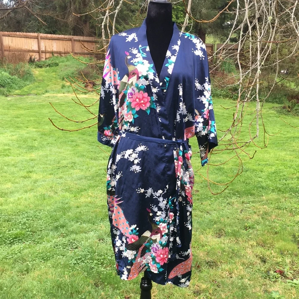 3/$20 Oriental Village Silk Robe - Picture 3 of 10